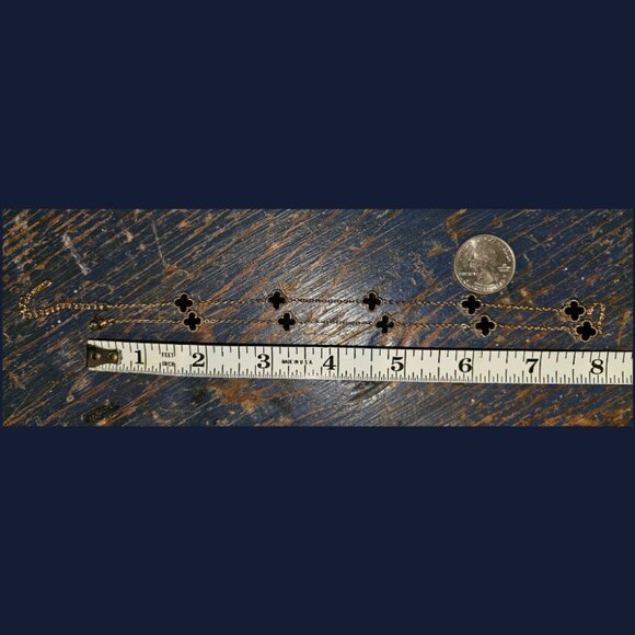 Hope, Faith, Love and Luck clover fashion necklace 16 inches black clovers - Picture 6 of 15